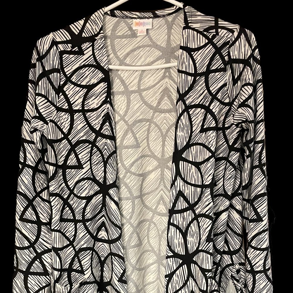 LulaRoe Caroline Cardigan Black and White NWT